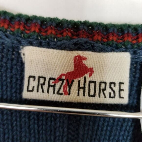 Crazy Horse Women Embroidered Embellished Vest Cardigan Sz L Boho Y2K Button Up - Picture 3 of 4